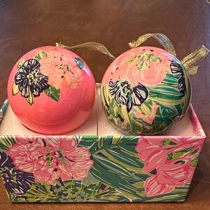 Lilly Pulitzer Pink and Green Floral Ornaments